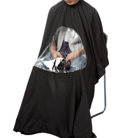 Professional Salon Apron Waterproof Cape Barber Styling Tool Salon Hairdresser Visible Apron Hair Cutting Hairdressing Gown Cape (Color: Black)
