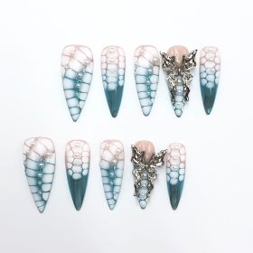 2026 Gothic Charm Press-on Nails, Valentine's Day Medium Almond-shaped Press-on False Nail Set. Handmade false nail pieces (size: L)