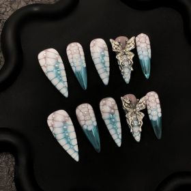 2026 Gothic Charm Press-on Nails, Valentine's Day Medium Almond-shaped Press-on False Nail Set. Handmade false nail pieces (size: S)