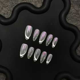 2026 Gothic charm press-on nails, Valentine's Day short almond-shaped press-on false nail set. Handmade false nail pieces (size: L)